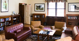 A photo of th Library in the University Club. 